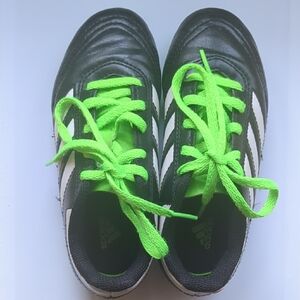 Adidas Kids Black and Neon Green Sneakers